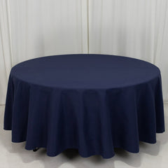 Cotton Blend 108" Round Tablecloth Navy Blue - Wrinkle-Resistant Design