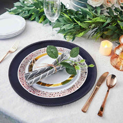 6-Pack Acrylic Round Charger Plates 13" in Navy Blue with Beaded Rim, Dinner Charger Event Tabletop Decor