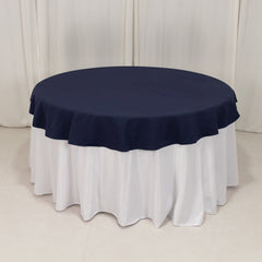 Cotton Blend 70" Round Tablecloth Navy Blue - Wrinkle-Resistant Table Cover