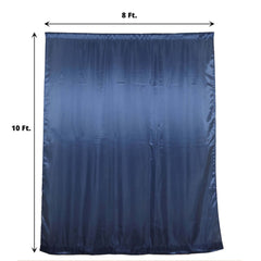 8ftx10ft Navy Blue Satin Event Curtain Drapes, Backdrop Event Panel