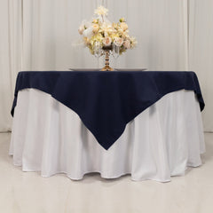 Cotton Blend 70"x70" Table Overlay Square Tablecloth Navy - Wrinkle-Resistant Fabric Table Topper