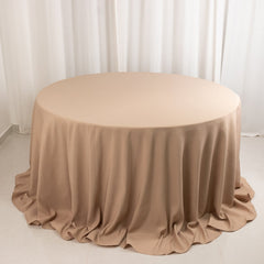 Premium Polyester 132" Round Tablecloth Nude - Seamless 220GSM Wrinkle-Resistant Table Cover