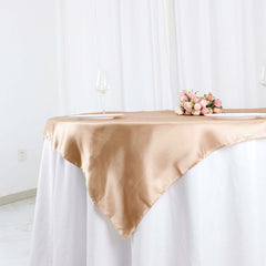 Satin 60"x60" Table Overlay Square Tablecloth Nude - Smooth Silky Touch Table Cover