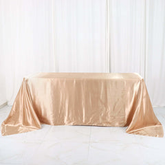 Satin Rectangular 90"x132" Tablecloth Nude Satin - Seamless Table Cover
