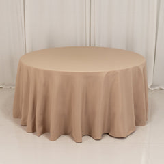 Premium Polyester 120" Round Tablecloth Nude - Seamless 220GSM Wrinkle-Resistant Table Cover