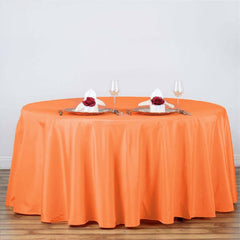 Polyester 120" Round Tablecloth Orange - Seamless Wrinkle-Resistant Table Cover