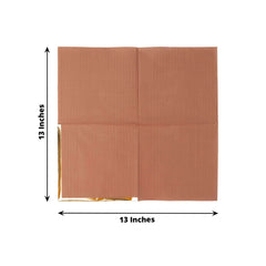 50-Pack Paper Beverage Napkins with Gold Foil Edge Terracotta (Rust) - Disposable 2 Ply Cocktail Napkins for Events 6.5"x6.5"