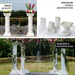 4 Pack 34" White Height Adjustable Empirical Roman Inspired Pedestal Column Plant Stand - PVC