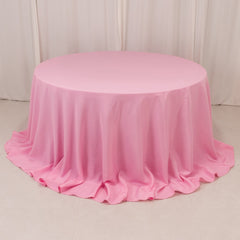 Premium Polyester 132" Round Tablecloth Pink - Seamless 220GSM Wrinkle-Resistant Table Cover