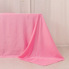 Lamour Satin 90"x156" Rectangle Tablecloth Pink - Luxurious, Soft Seamless Table Cover