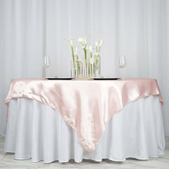 Satin 72"x72" Table Overlay Square Tablecloth Blush - Smooth Finish Table Cover