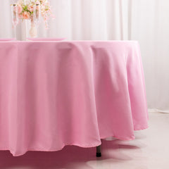 Premium Polyester 108" Round Tablecloth Pink - Wrinkle-Resistant 220GSM Table Cover