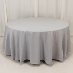 Premium Polyester 108" Round Tablecloth Silver - Wrinkle-Resistant 220GSM Table Cover