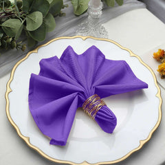 5 Pack Polyester 17"x17" Napkins Purple - Durable & Wrinkle Resistant Dinner Napkins