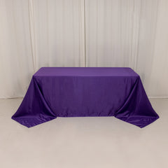 Lamour Satin 90"x132" Rectangle Tablecloth Purple - Soft & Silk-Like Seamless Table Cover