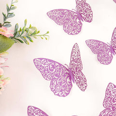 12-Pack 3D Butterfly Wall Decals, DIY Removable Mural Stickers Purple Cake Decorations Eye-Catching Design