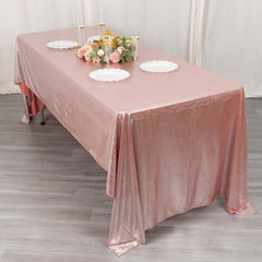 Sequin Dots Polyester 60"x126" Rectangle Tablecloth Shimmering Rose Gold - Wrinkle Free & Sparkling Table Cover