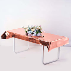 Metallic Foil Tablecloth Rectangle Rose Gold - Decorative Disposable Table Cover 40"x90"