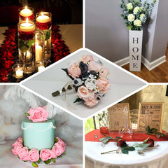 31" 24Pcs Red, Black Tip Long Stem Artificial Silk Roses Flowers