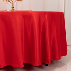 Lamour Satin 108" Round Tablecloth Red - Durable & Silk-Like Table Cover