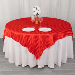 Satin 72"x72" Table Overlay Square Tablecloth Red - Stripe Table Topper