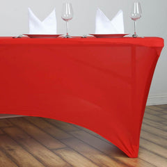 Stretch Spandex 6ft Rectangle Tablecloth Red - Durable Form-Fitting Table Cover