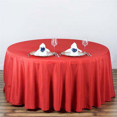 Polyester 108" Round Tablecloth Red - Wrinkle-Resistant Table Cover
