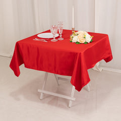Lamour Satin 54"x54" Table Overlay Square Tablecloth Red - Durable & Silk-Like Table Cover