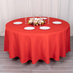 Premium Polyester 108" Round Tablecloth Red - Wrinkle-Resistant 220GSM Table Cover