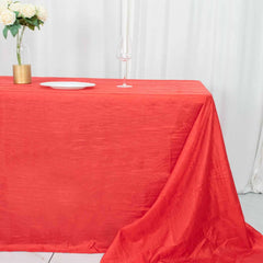 Taffeta 90"x156" Rectangle Tablecloth Red - Accordion Crinkle Seamless Table Cover