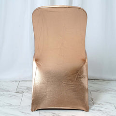 Spandex Banquet Chair Cover Metallic Rose Gold - Glittering Fitted Slipcover