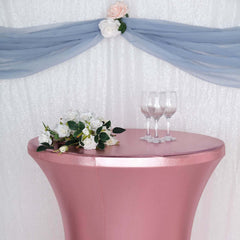 Metallic Spandex 32" Fitted Round Cocktail Table Cover Rose Gold Highboy Tablecloth - Stretch Fit & Water-Resistant