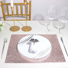 6-Pack Placemats Glitter Design Rose Gold Sparkle Rectangle - Non-Slip Decorative Dining Table Mats 12"x18"