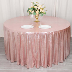 Sequin Dots Polyester Round 120" Tablecloth Rose Gold - Wrinkle Free & Sparkling Table Cover