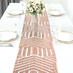 Sequin 12"x108" Table Runner Rose Gold - Diamond Glitz Design