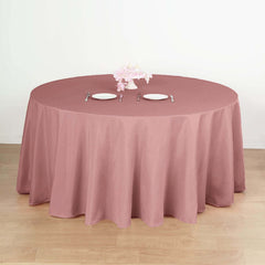 Polyester 132" Round Tablecloth Dusty Rose - Seamless Chic Table Cover