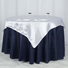Satin 60"x60" Table Overlay Square Tablecloth White - Smooth Design for Sophisticated Events