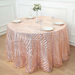 Sequin 120" Round Tablecloth Rose Gold - Seamless Diamond Glitz Table Cover