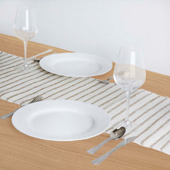 14"x108" White Natural Striped Rustic Jute Burlap Table Runner