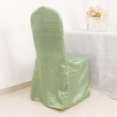 Crinkle Crushed Taffeta Chair Cover for Banquet Chairs Sage Green - Reusable Slipcover