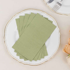 50-Pack Paper Napkins Soft Sage Green - Disposable 2-Ply Cocktail and Beverage Napkins for Weddings
