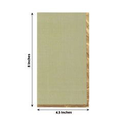50-Pack Paper Dinner Napkins Sage Green with Gold Foil Edge 2 Ply - Stylish Disposable Napkins