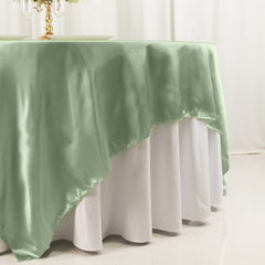 Satin 90"x90" Table Overlay Square Tablecloth Sage Green - Smooth Finish Table Topper