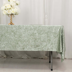Premium Crushed Velvet 60"x102" Rectangle Tablecloth Sage Green - Reusable Soft Table Cover