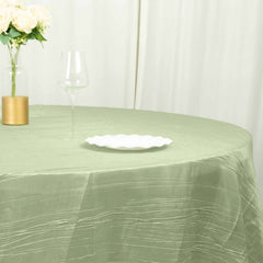 Taffeta 120" Round Tablecloth Sage Green - Seamless Accordion Crinkle Table Cover