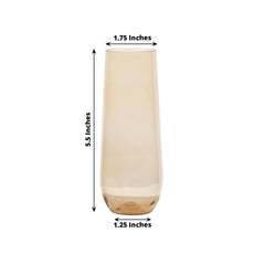 12-Pack Plastic Stemless Glasses Amber Gold Champagne Flute Design - Reusable for Champagne 9oz
