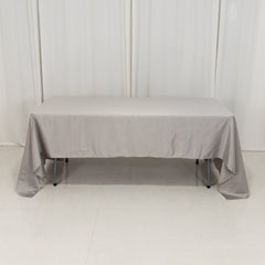Lamour Satin 60"x126" Rectangle Tablecloth Silver - Soft & Silk-Like Table Cover