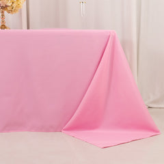 Premium Polyester 90"x132" Rectangle Tablecloth Pink - Seamless 220GSM Stain-Resistant Table Cover