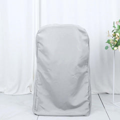 Polyester Slip On Folding Chair Covers Silver - Stain-Resistant Reusable Durable Fabric