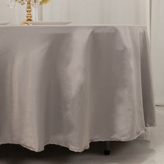 Lamour Satin 108" Round Tablecloth Silver - Durable & Silk-Like Table Cover